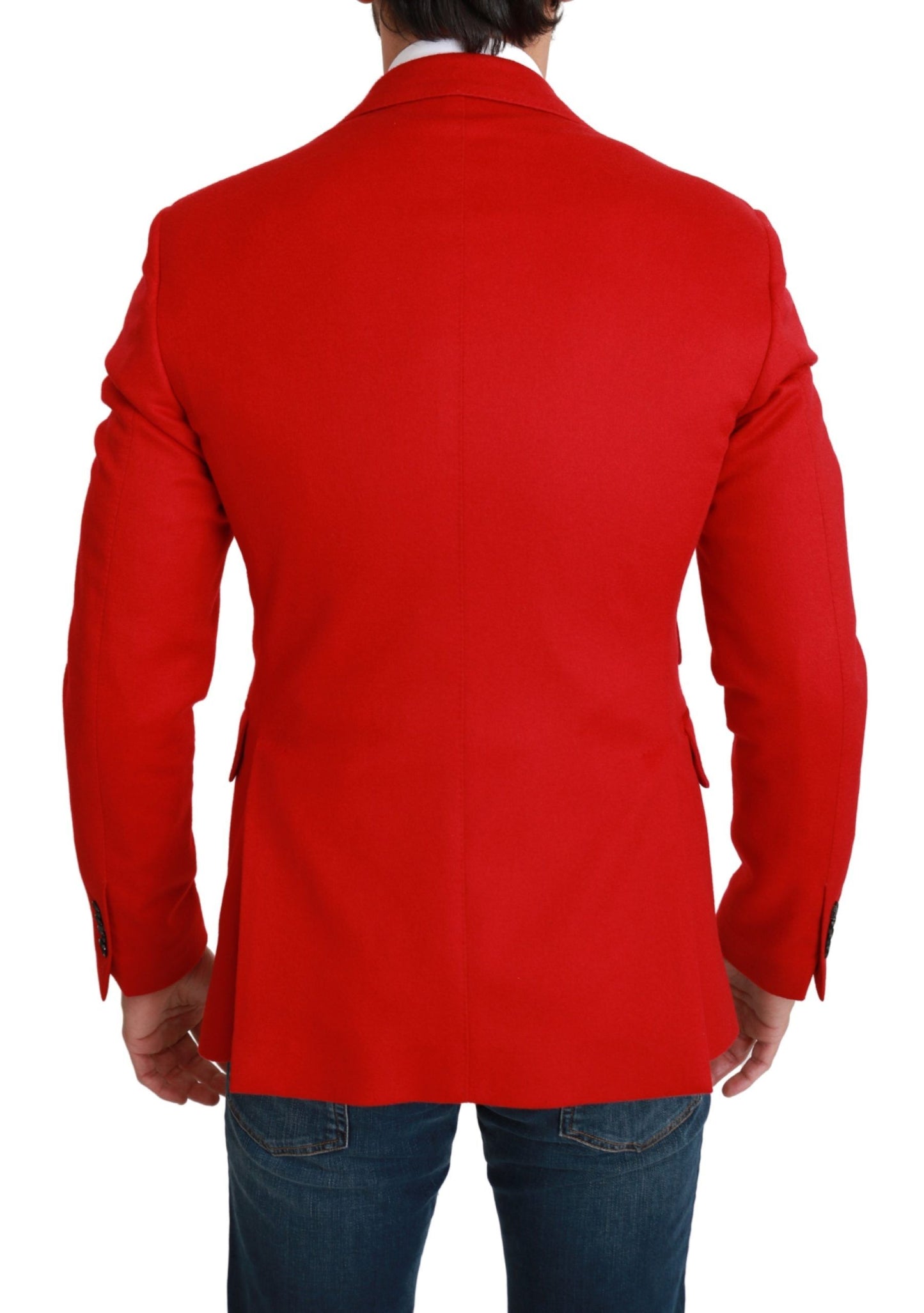 Dolce & Gabbana Elegant Red Cashmere Slim Fit Blazer