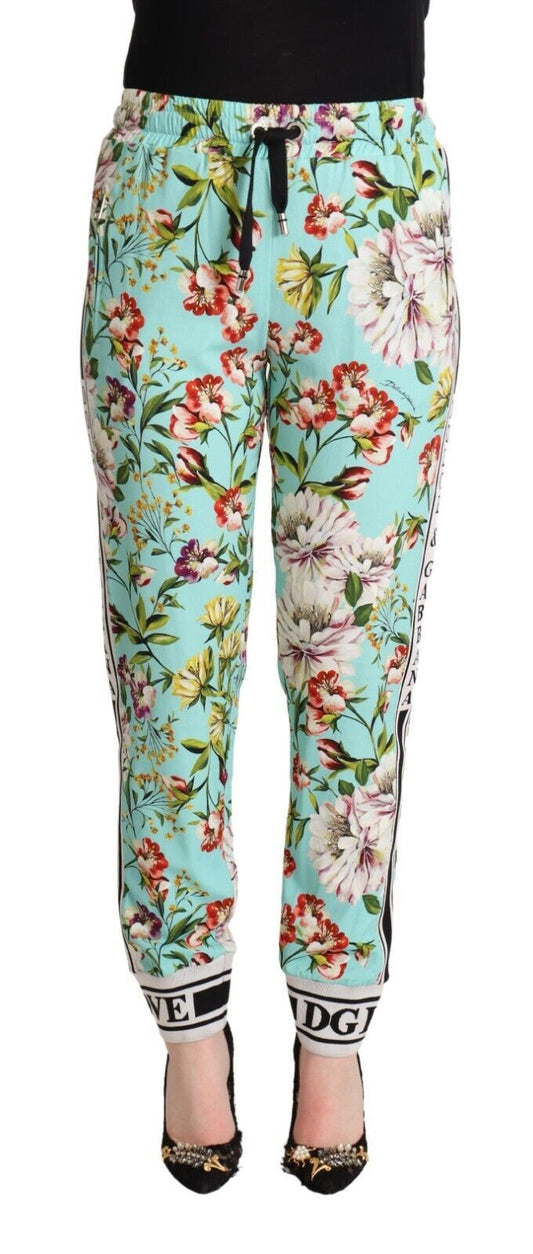 Dolce & Gabbana Floral Viscose Jogger Pants in Green