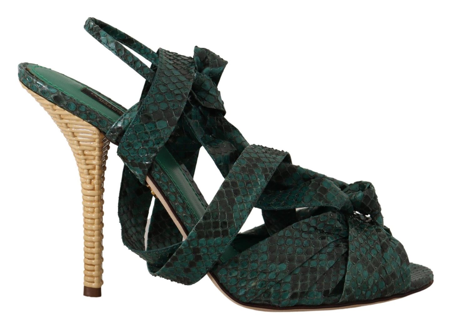 Dolce & Gabbana Elegant Green Python Strappy Heels