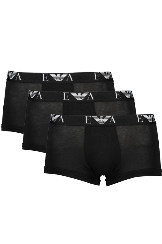 Emporio Armani Black Cotton Men Underwear Trunk Pack