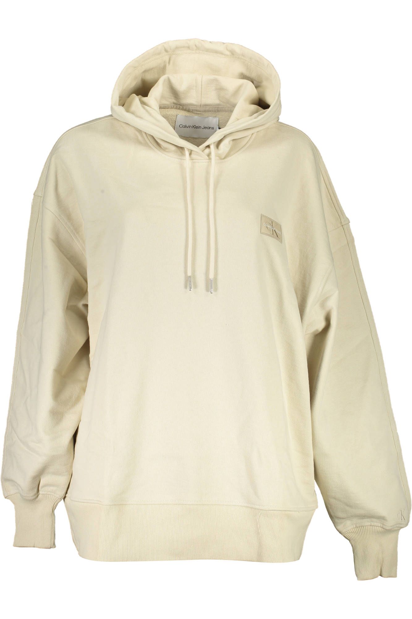 Calvin Klein Beige Hooded Cotton Sweatshirt with Logo Detail