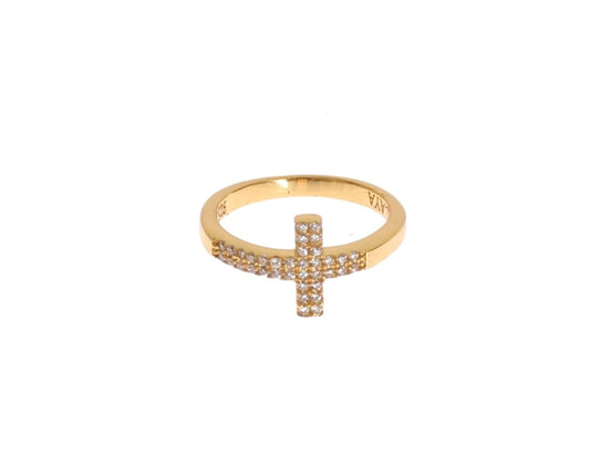 Nialaya Elegant Gold Plated Sterling Silver CZ Ring