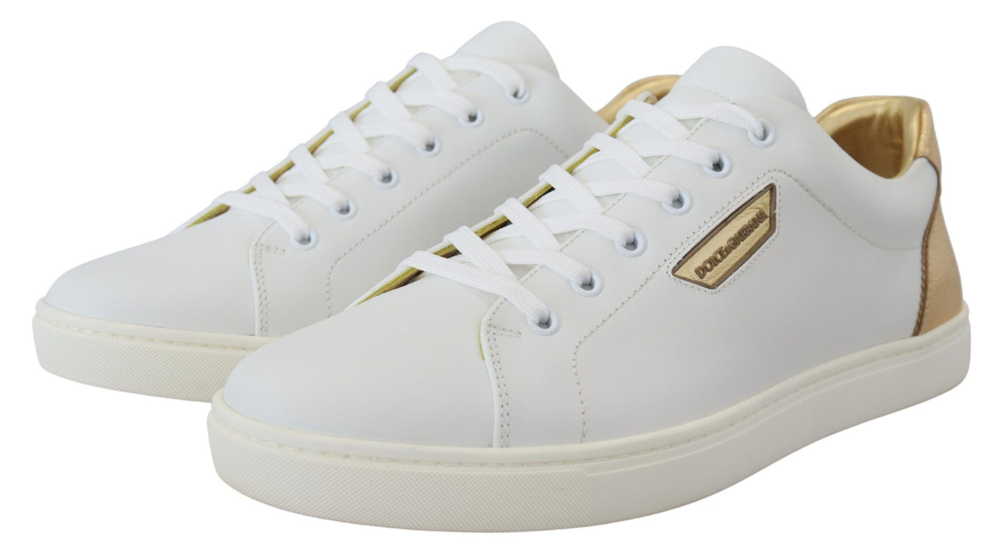 Dolce & Gabbana Elegant White Leather Low Top Sneakers