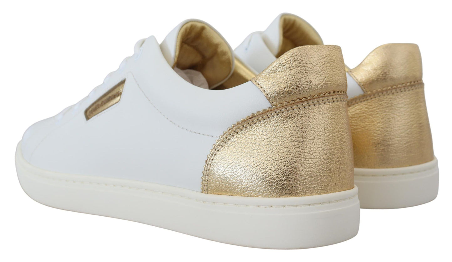 Dolce & Gabbana Elegant White Leather Low Top Sneakers