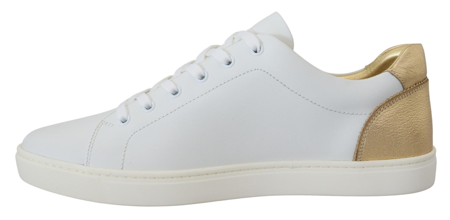 Dolce & Gabbana Elegant White Leather Low Top Sneakers