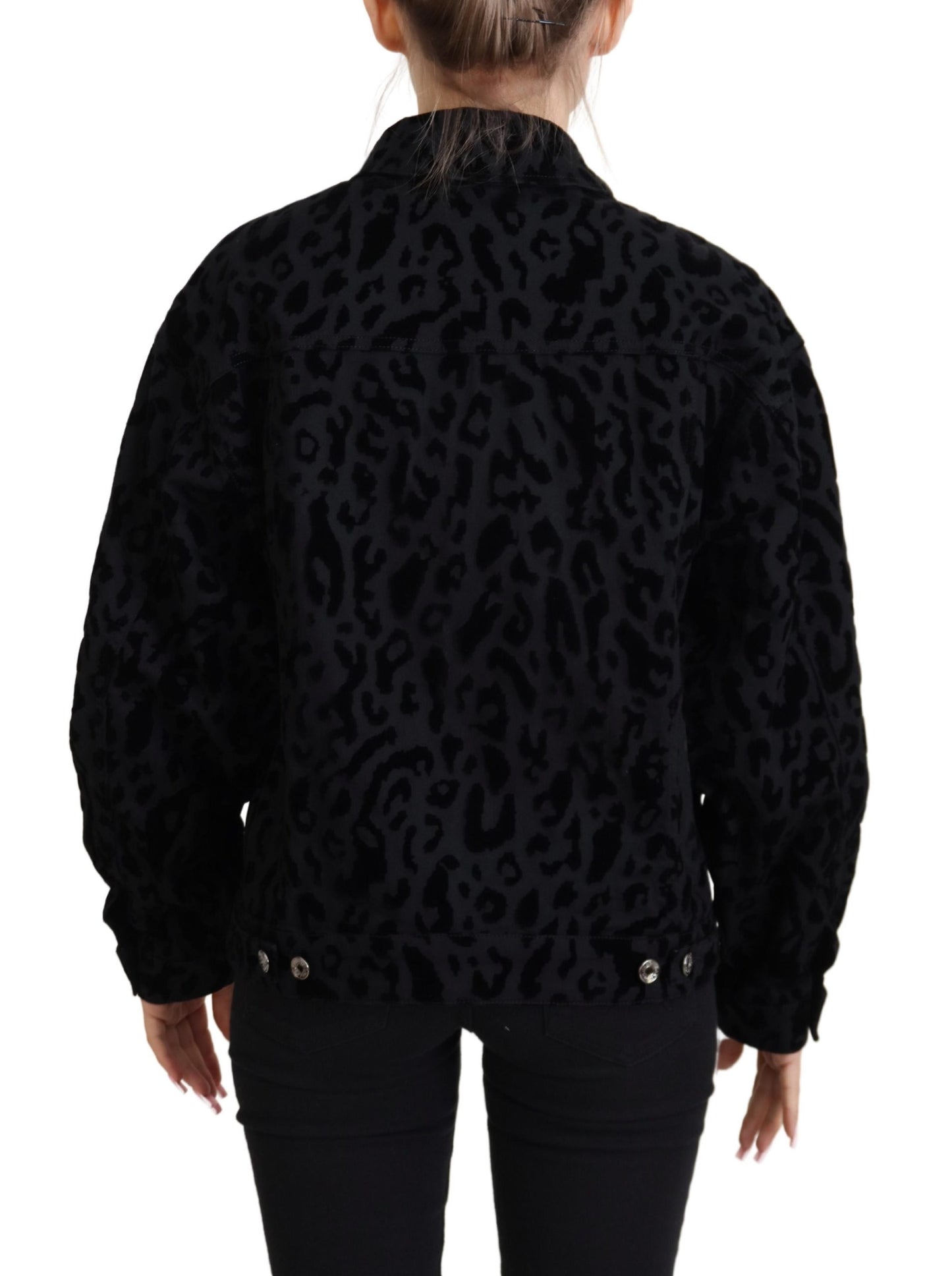 Dolce & Gabbana Chic Leopard Print Button Down Denim Jacket