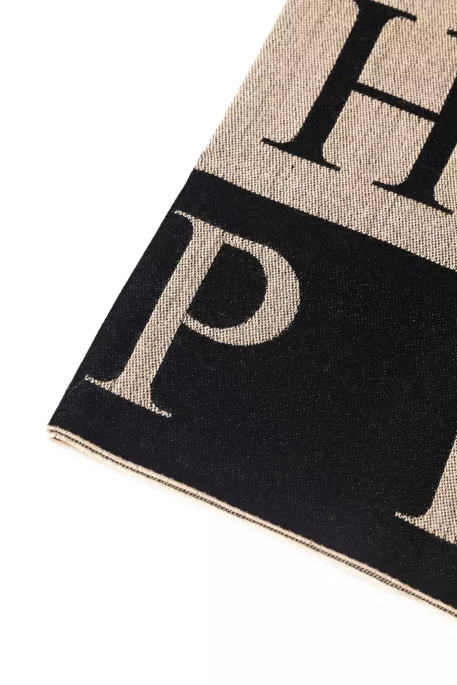 Philipp Plein Beige Wool Men Scarf