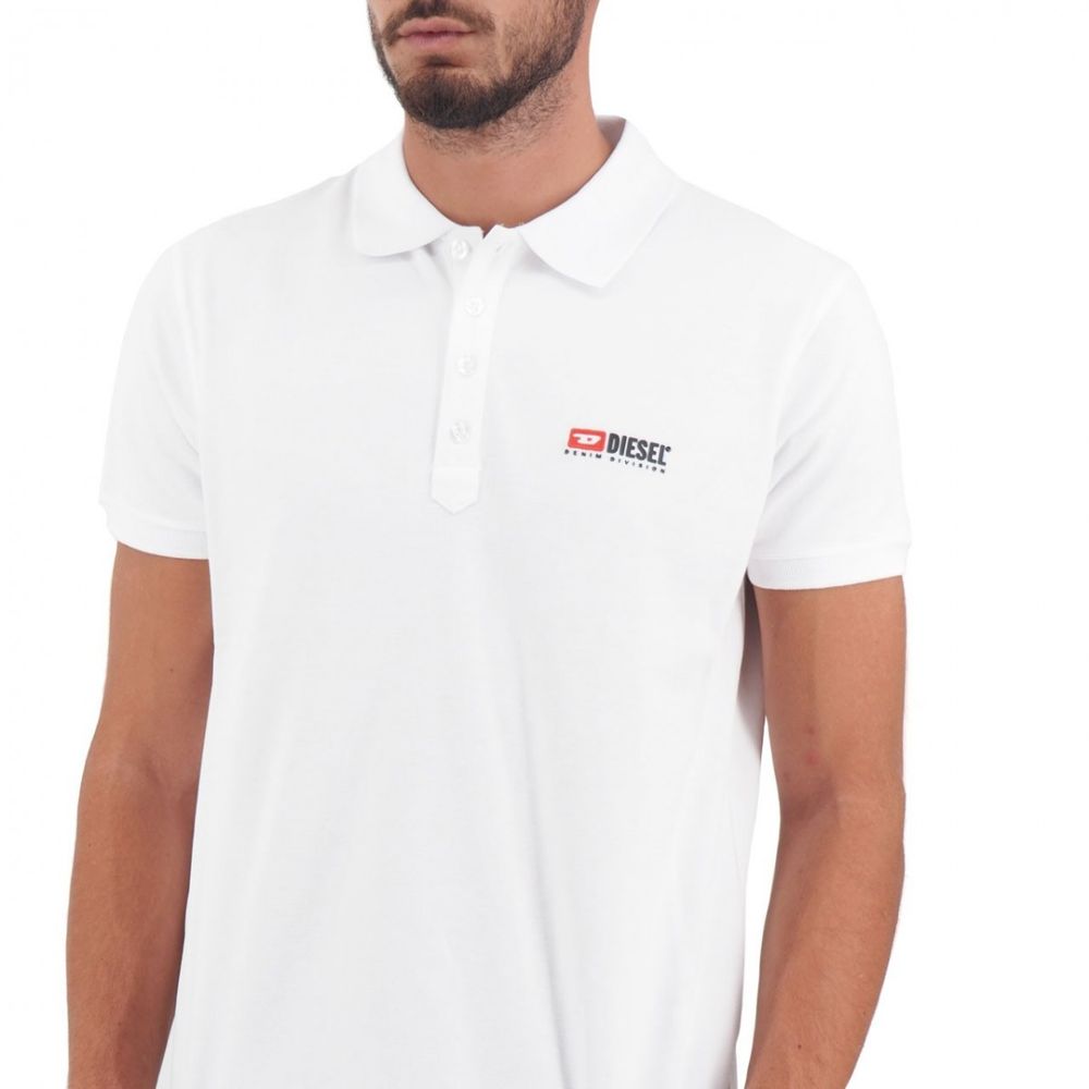 Diesel Elegant White Cotton Polo Shirt with Contrasting Logo