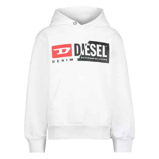 Diesel Winter White Cotton Hoodie with Designer Appeal