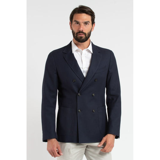 Trussardi Blue Virgin Wool Men Blazer