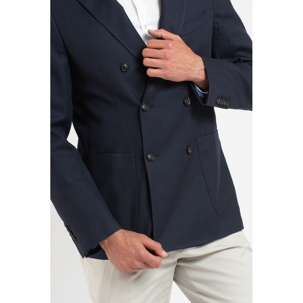 Trussardi Blue Virgin Wool Men Blazer