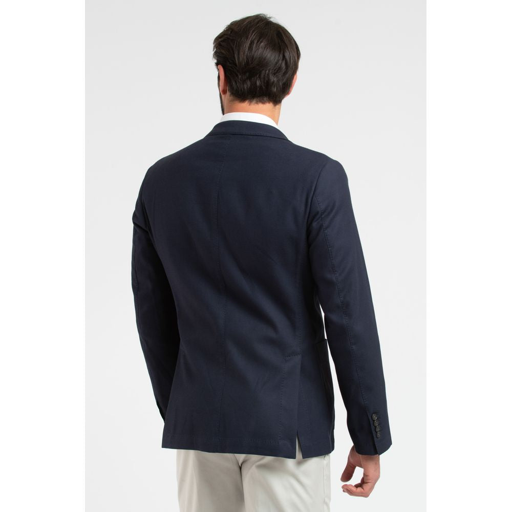 Trussardi Blue Virgin Wool Men Blazer