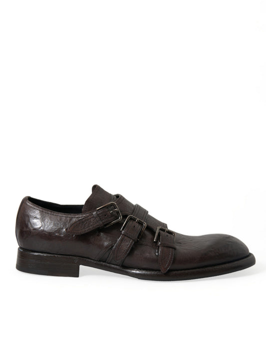 Dolce & Gabbana Elegant Triple Buckle Leather Dress Shoes