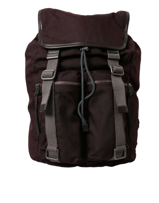 Dolce & Gabbana Elegant Maroon Nylon Leather Backpack