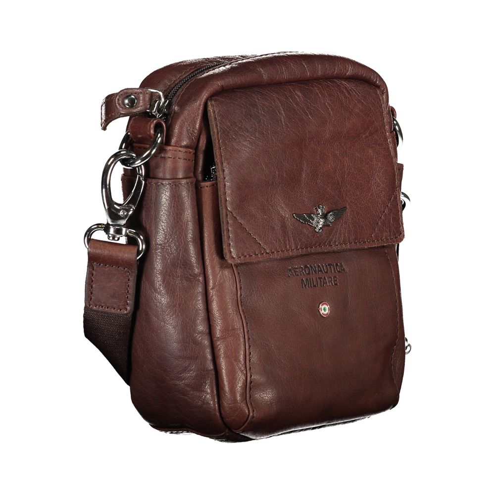 Aeronautica Militare Elegant Brown Leather Shoulder Bag