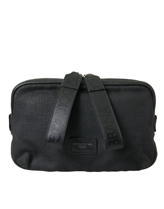 Dolce & Gabbana Sleek Black Canvas Belt Bag