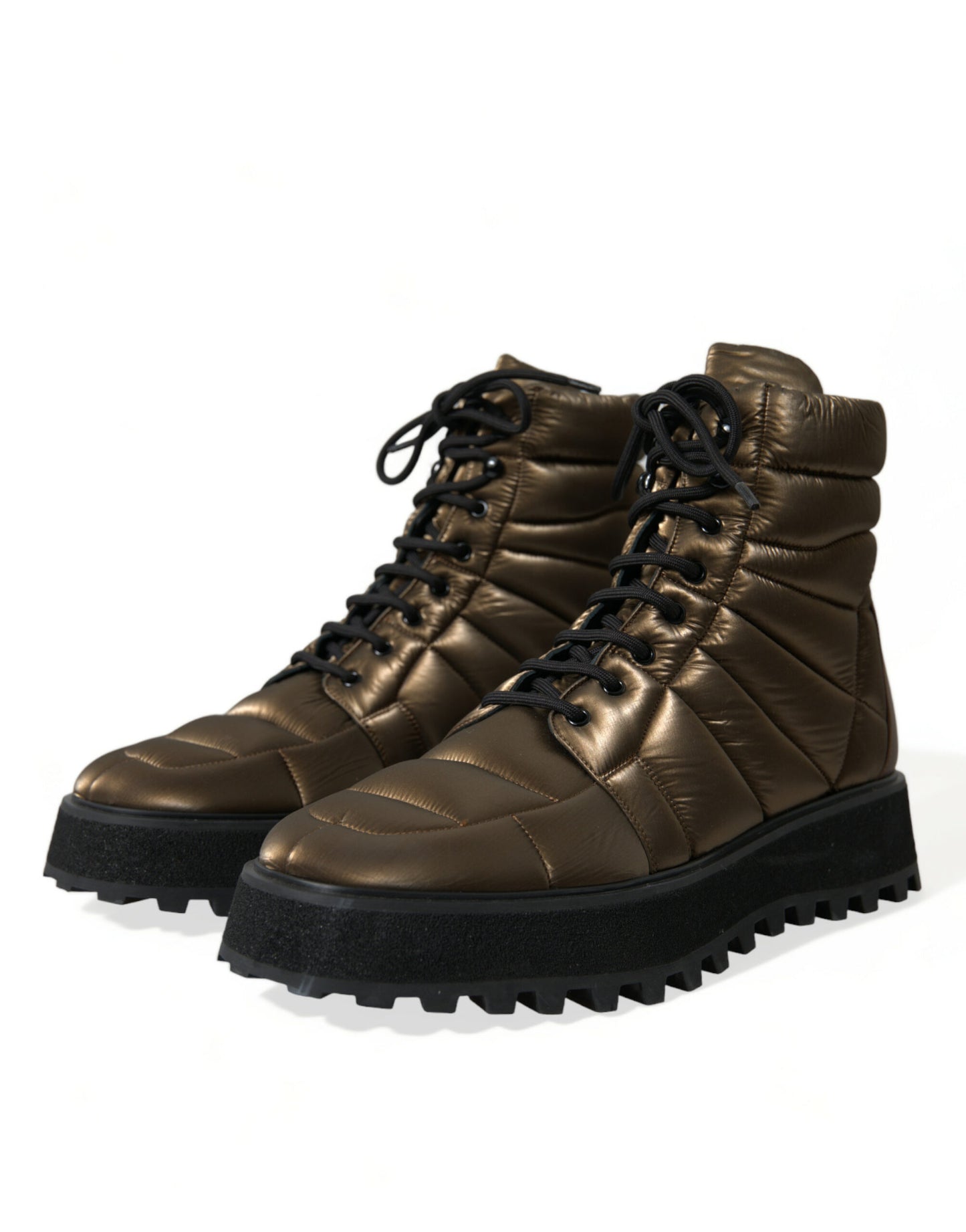 Dolce & Gabbana Bronze Plateau Padded Boots with DG Logo Plate