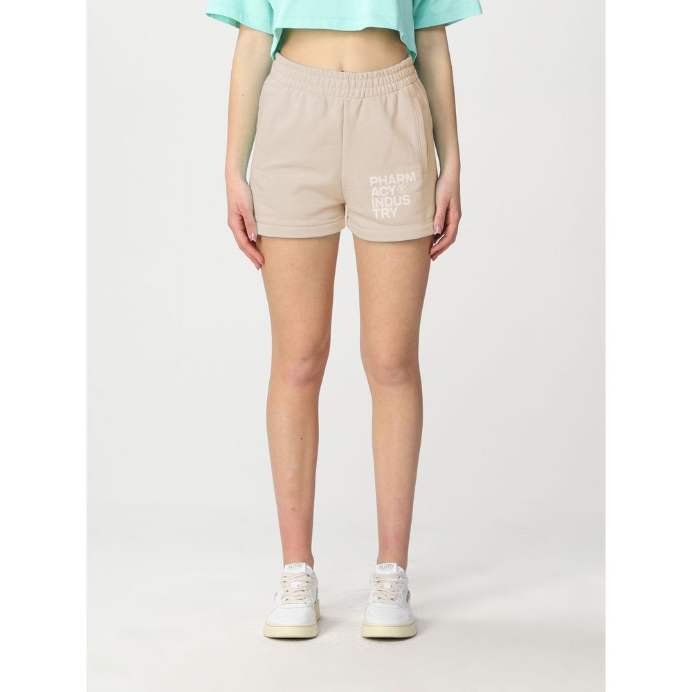 Pharmacy Industry Chic Beige Cotton Shorts with Logo Accent