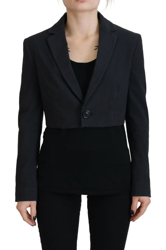 Dsquared² Black Cotton Cropped Button Blazer Jacket