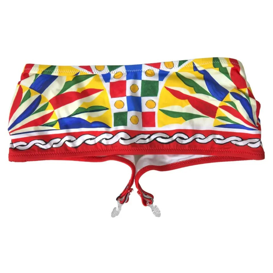 Dolce & Gabbana Multicolor Carretto Bandeau Swimwear Top Bikini