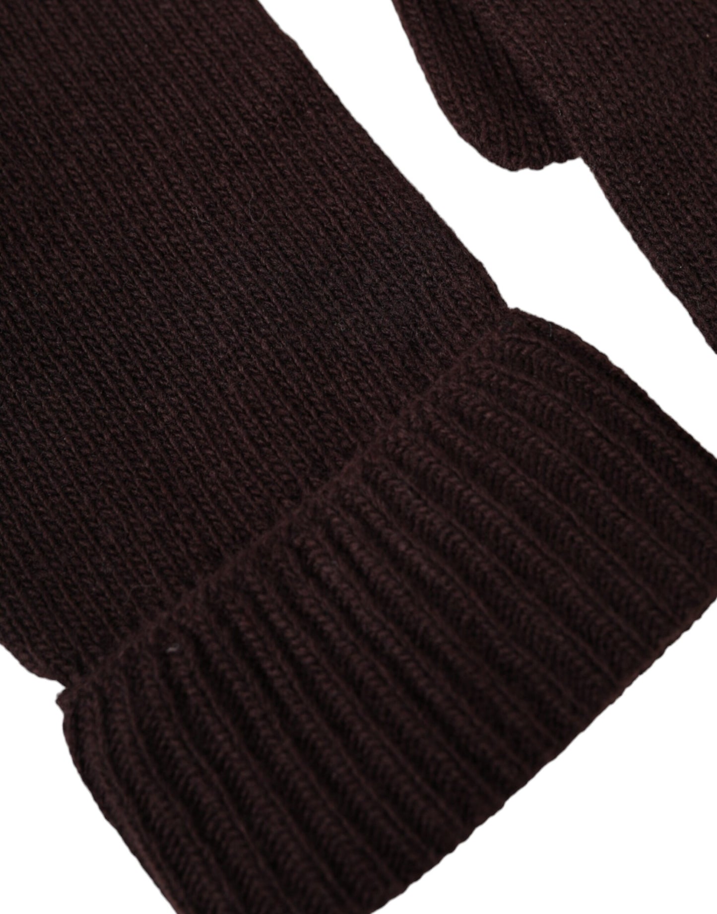 Dolce & Gabbana Brown Wool Knitted Wrist Length Gloves