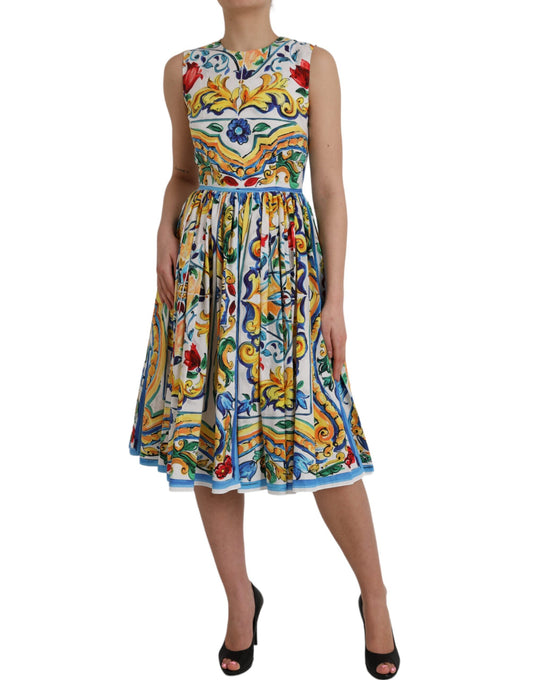 Dolce & Gabbana Multicolor Majolica A-line Sleeveless Dress