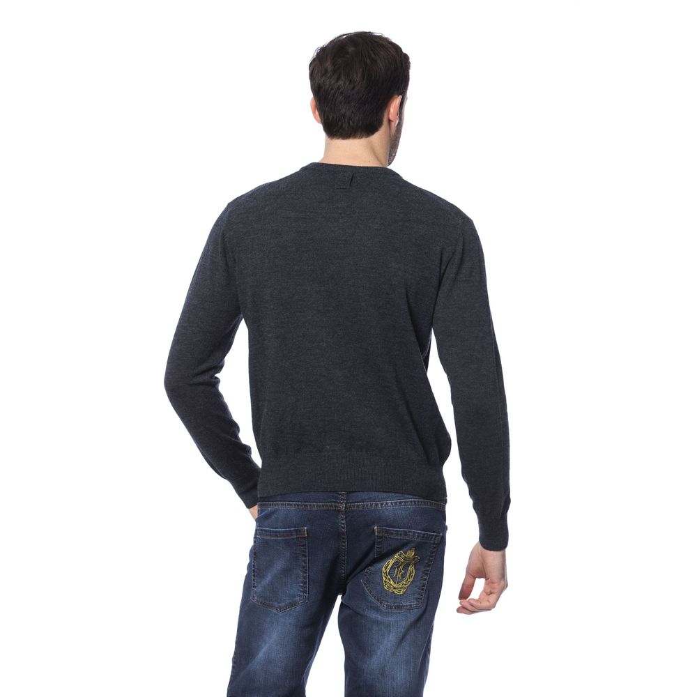 Billionaire Italian Couture Gray Merino Wool Men Sweater