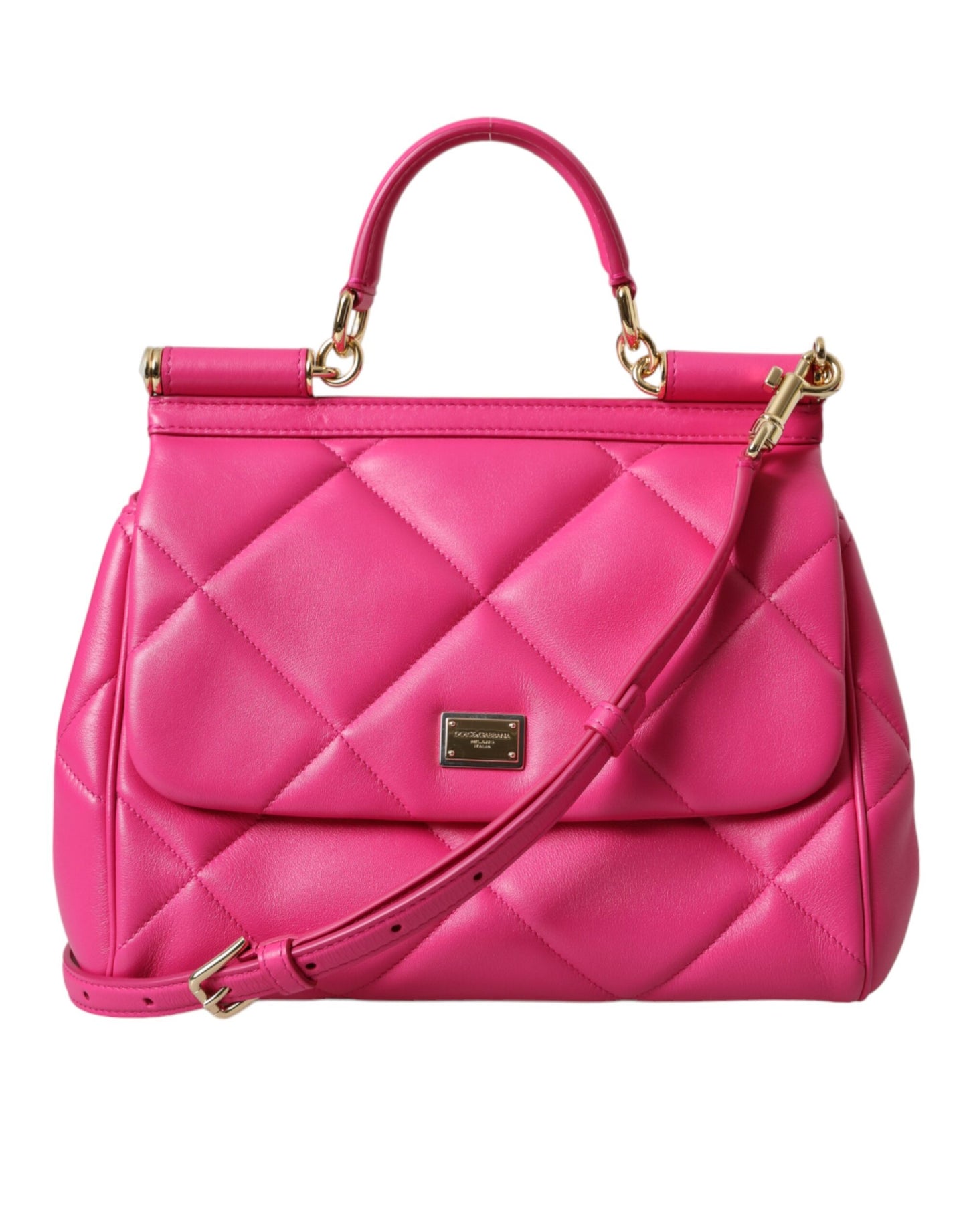 Dolce & Gabbana Pink Quilted Leather SICILY Shoulder Purse Satchel Bag