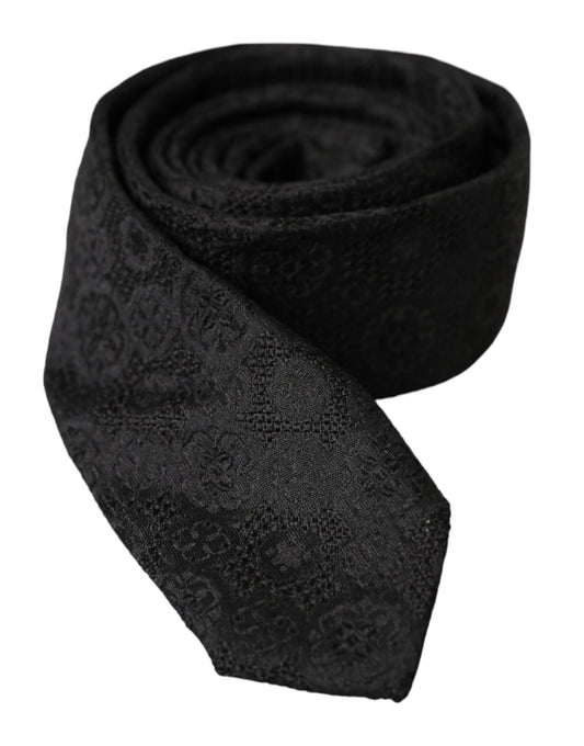 Dolce & Gabbana Black Fantasy 100% Silk Adjustable Tie