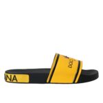 Dolce & Gabbana Black Yellow Neoprene Slides Beachwear Shoes