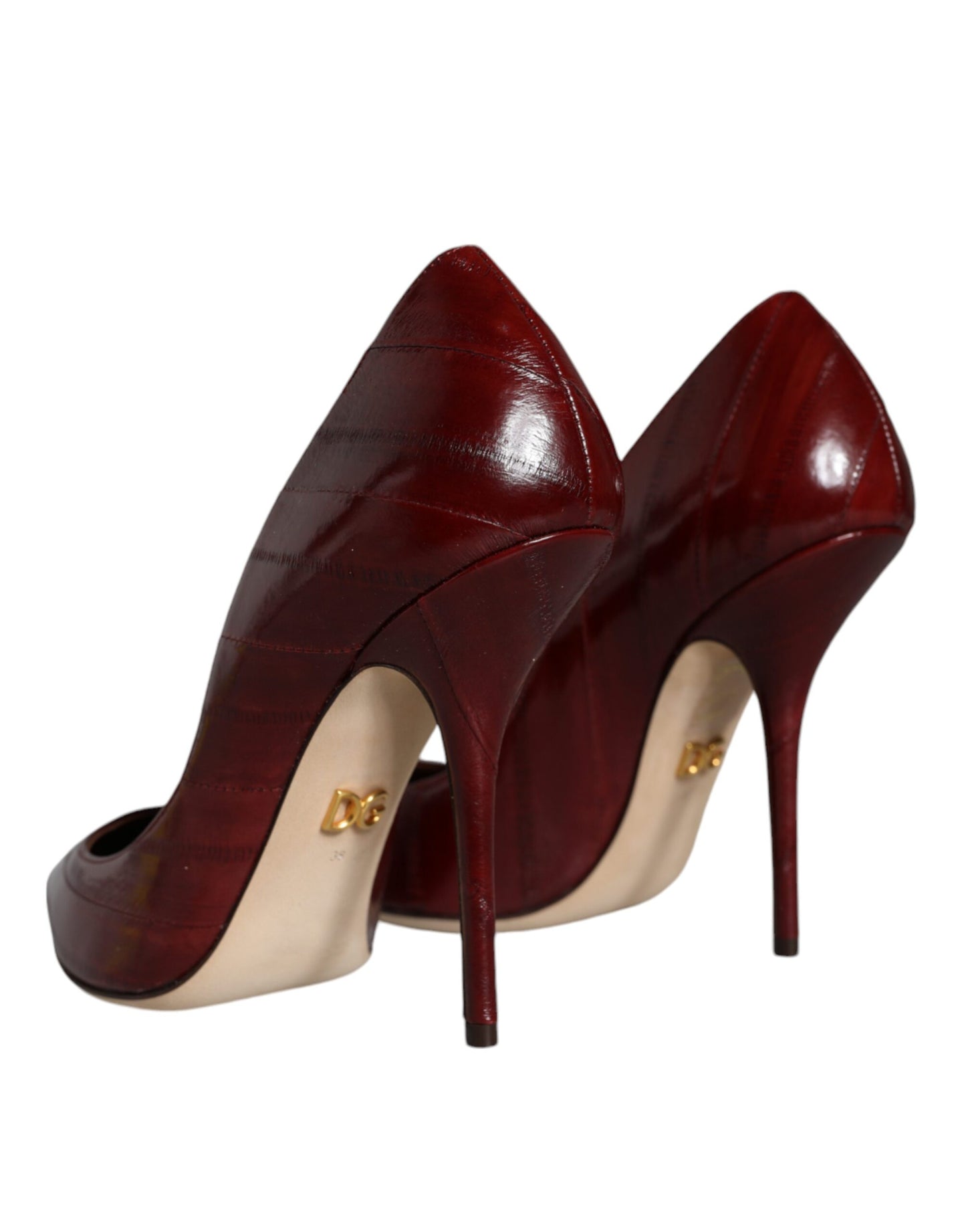 Dolce & Gabbana Dark Red Leather High Heels Pumps Shoes