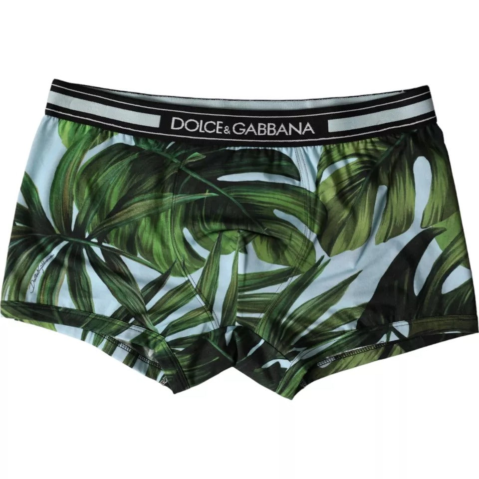 Dolce & Gabbana Multicolor Leaf Print Regular Boxer Underwear