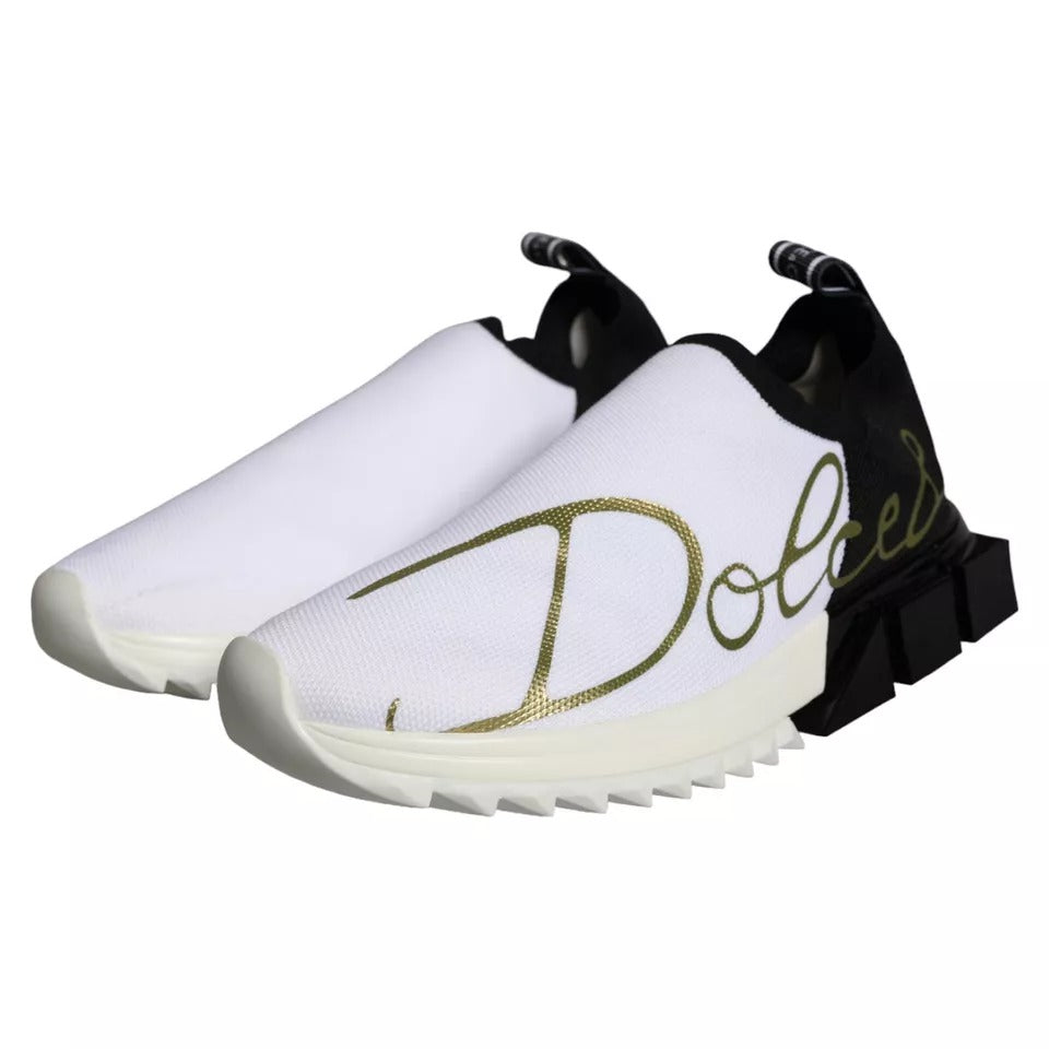 Dolce & Gabbana Black White Logo Sorrento Sneakers Shoes