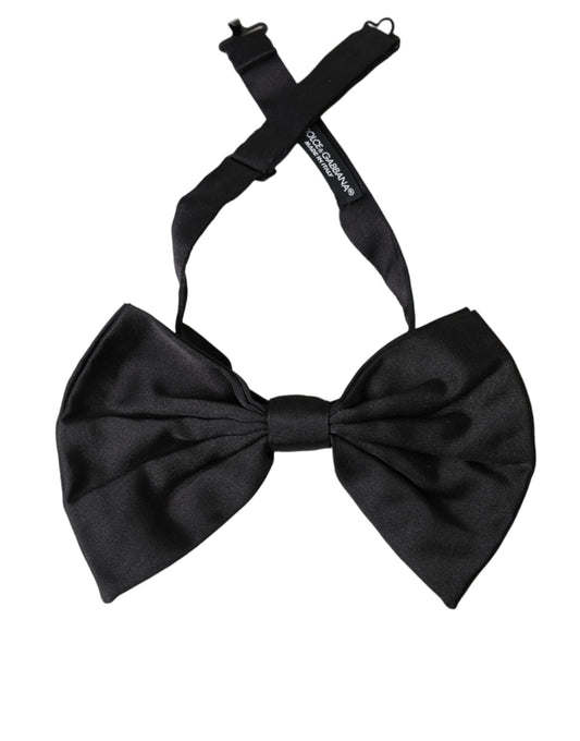 Dolce & Gabbana Black Satin Silk Adjustable Neck Men Bow Tie