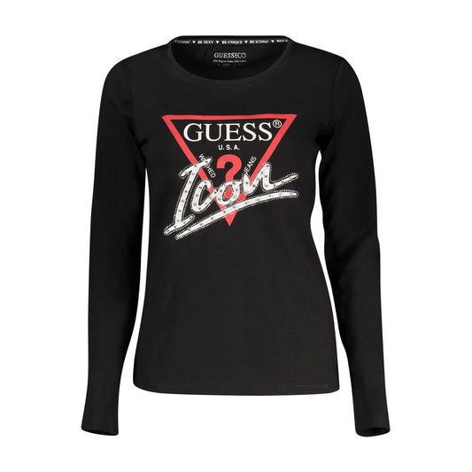 Guess Jeans Black Cotton Tops & T-Shirt