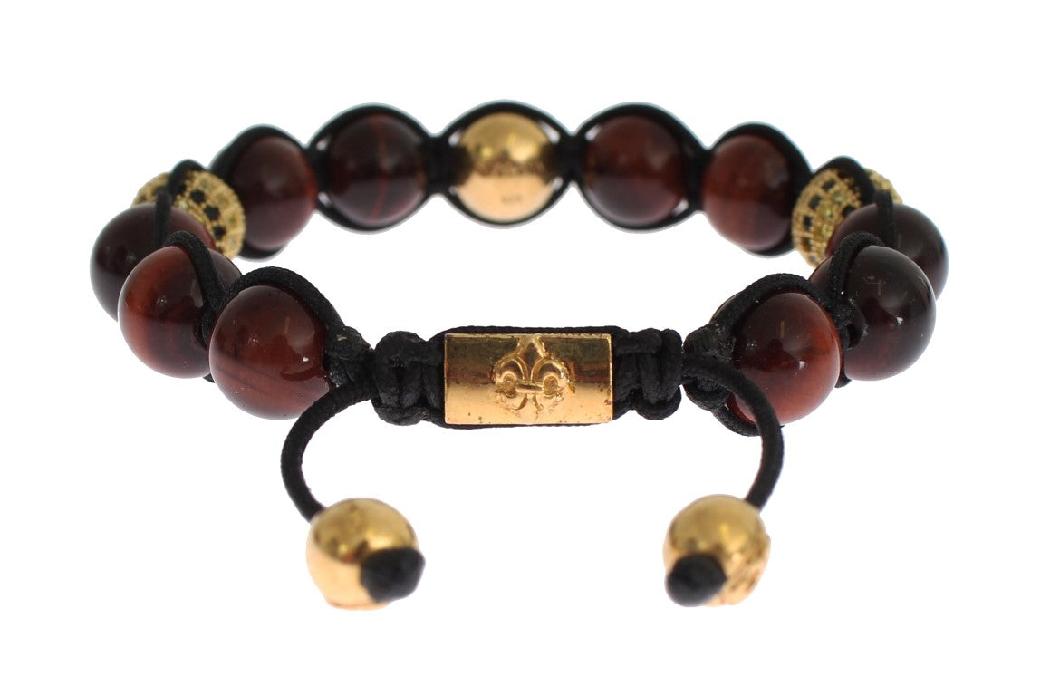 Nialaya Radiant Red Tiger Eye & CZ Gold Bracelet