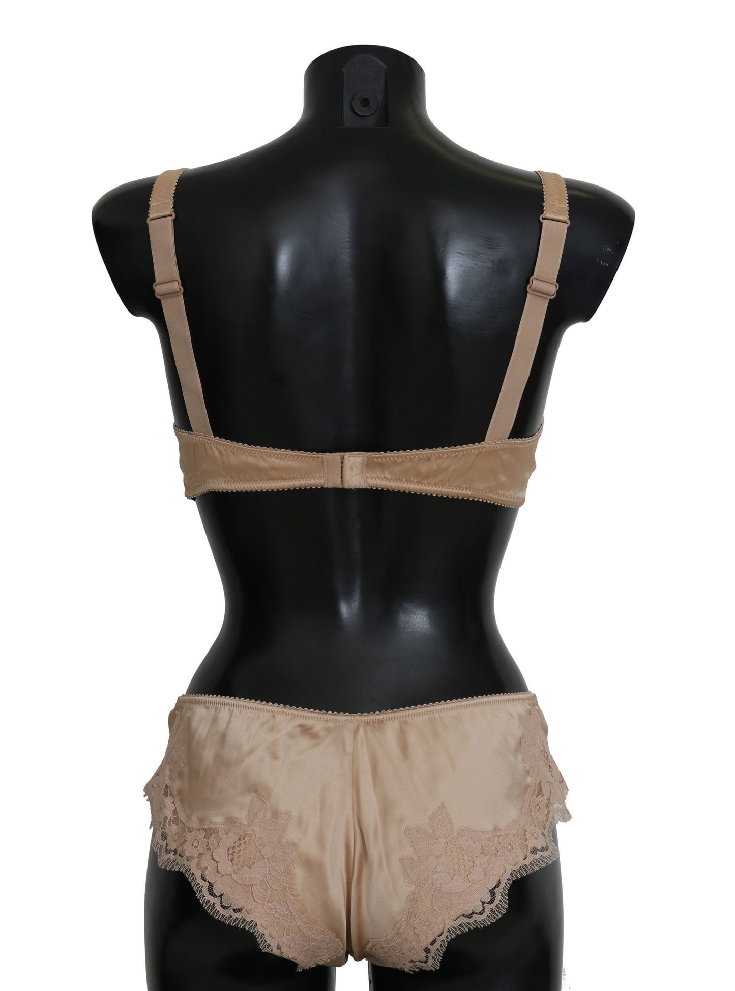 Dolce & Gabbana Elegant Beige Floral Silk Lingerie Set