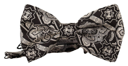 Dolce & Gabbana Elegant Silk Bow Tie in Black Fantasy Pattern