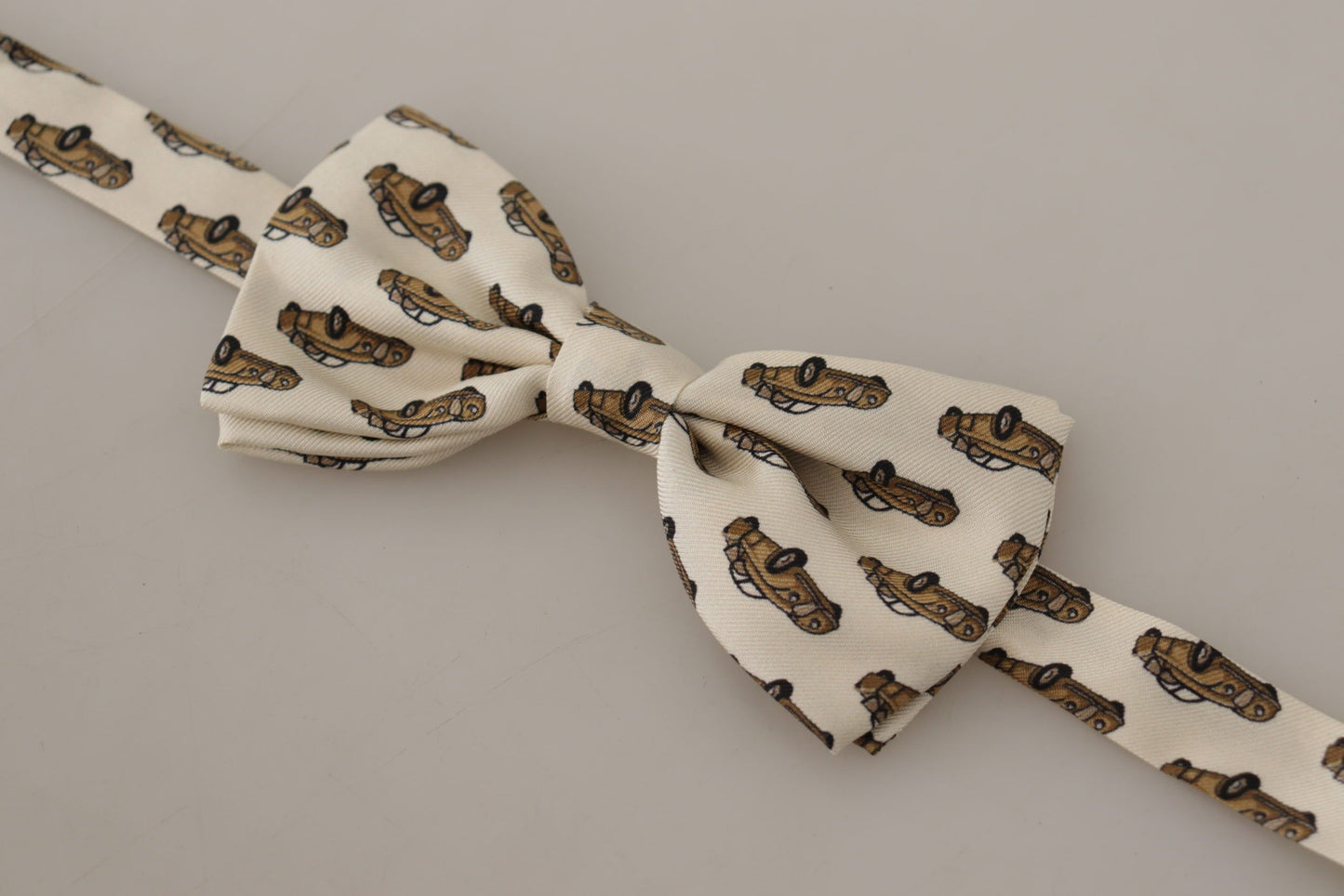 Dolce & Gabbana Elegant Car Print Silk Bow Tie