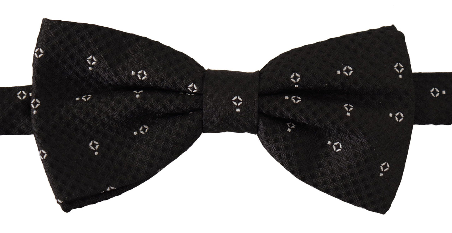 Dolce & Gabbana Elegant Black Polka Dot Silk Bow Tie