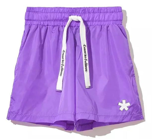 Comme Des Fuckdown Purple Nylon Bermudas with Logo Detail